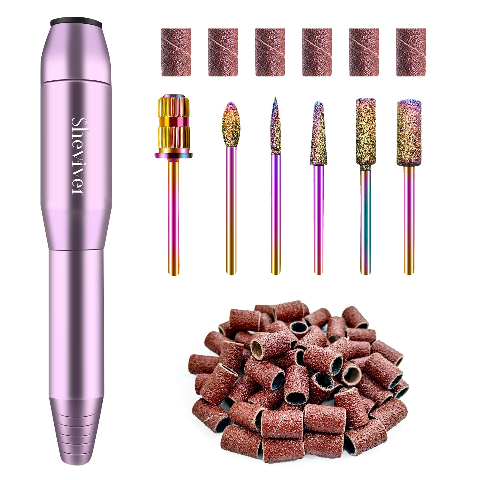 Nagelfräser, Elektrische Nagelfeile für Acryl und Gelnägel, Professionell Nagelfräser, Efile Maniküre und Pediküre Set mit Regenbogenfarben Nagelfräserbiten für Home Salon Gebrauch