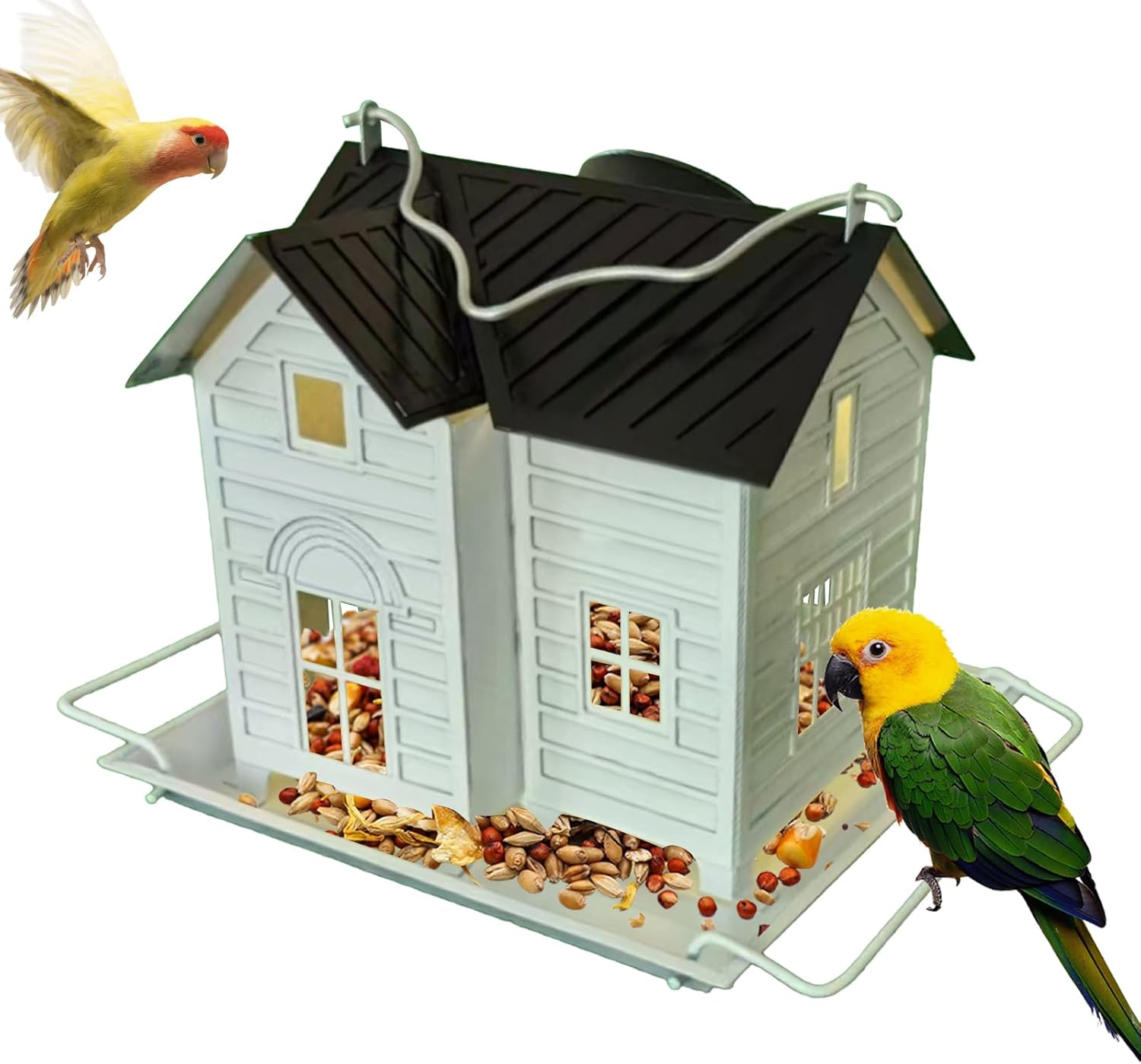 Outdoor Bird Feeder: Decorative Finch Feeder, Solar Light Hanging Bird Feeder with Sunlight, Backyard Supply, Observation Tool