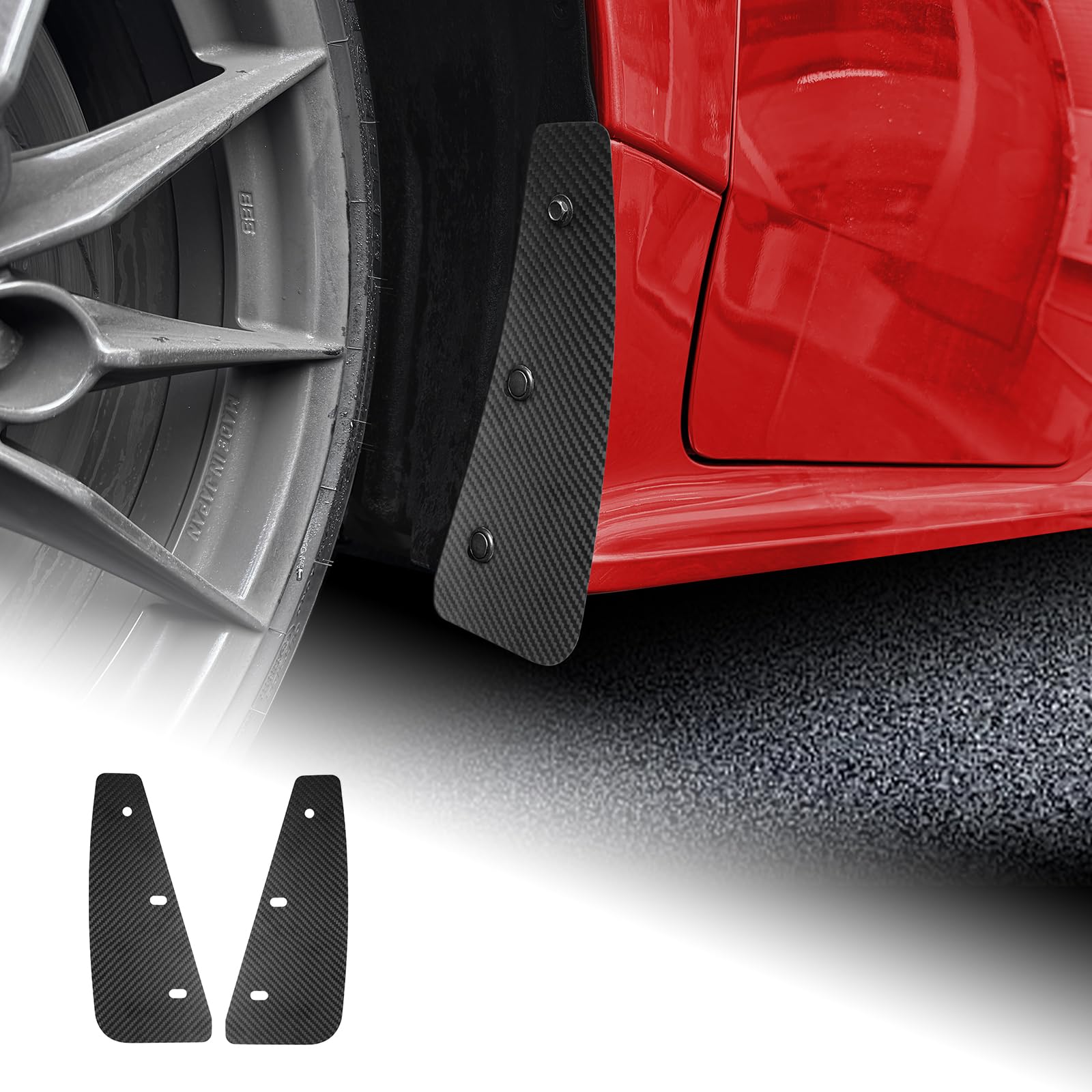 KUNGKIC Parafango Per Toyota GR Yaris 2020-2026 Fibra di carbonio Paraspruzzi Posteriore Valvola Fango Accessori Nessuna Foratura 2 Pezzi