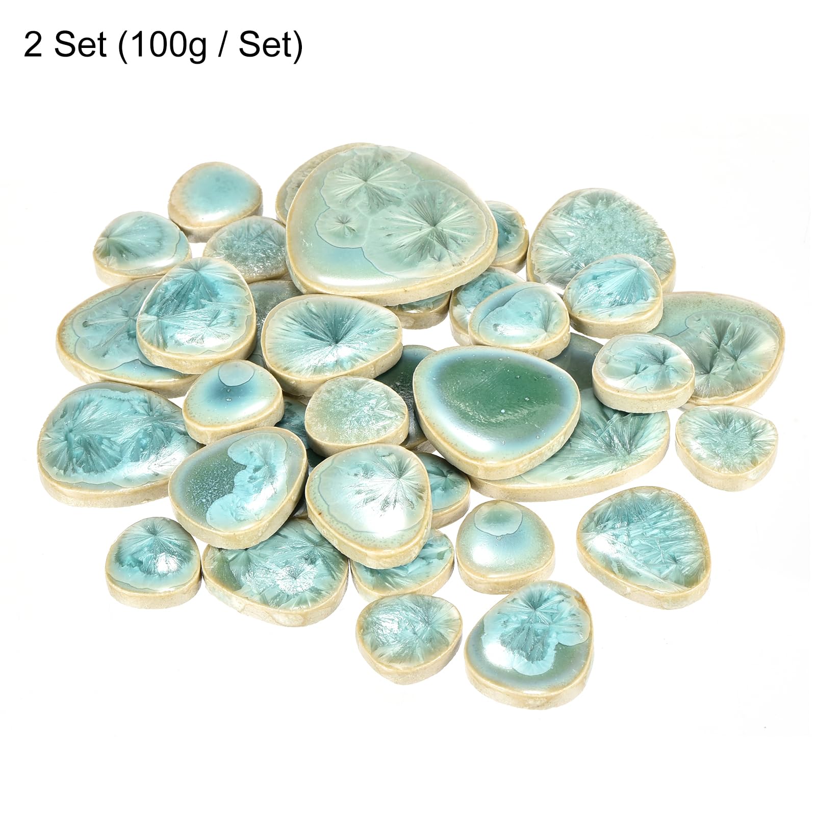 MECCANIXITY 200g Blue Glazed Ceramic Mosaic Tiles - Pebble Shape Tiles For Crafts & Stepping Stones