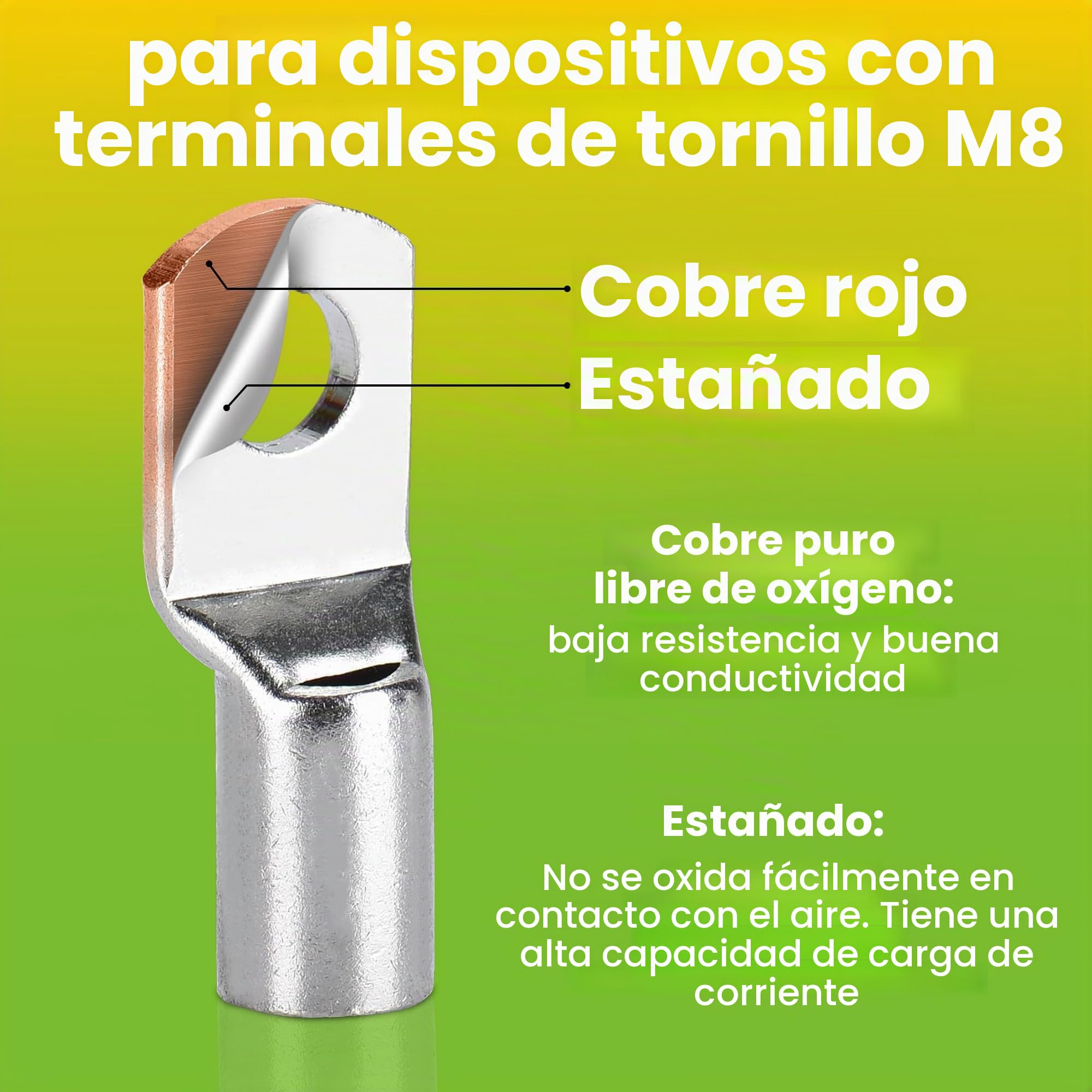 Offgridtec Cable de batería de 1 m, 50 mm², ojales M8, resistente al aceite, al frío y a los rayos UV, ignífugo, para dispositivos con terminal de rosca M8, ideal para reguladores de carga, inversores