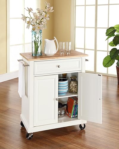 Miniatura 7 de Crosley Furniture Isla de cocina compacta con tapa de acero inoxidable, color blanco
