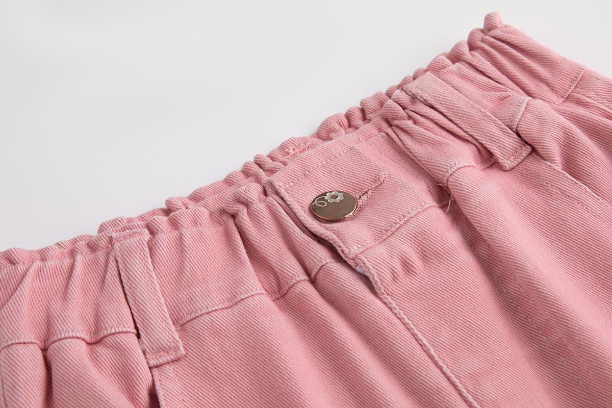KIDSCOOL SPACE Jeans Cargo Larghi per Neonati e Bambini Grandi in Vari Colori, Pantaloni in Denim con Cintura a Coste, 18M-14T