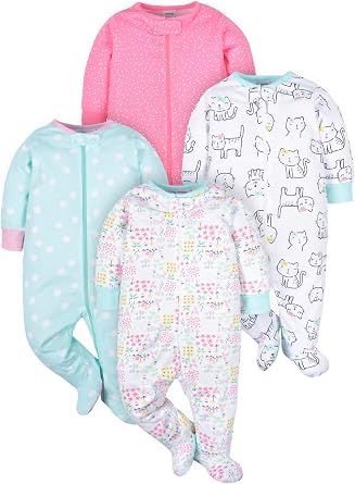 مجموعة من 4 قطع من أحذية Sleep N Play Footies متعددة الاستخدامات من Onesies Brand Baby Girls