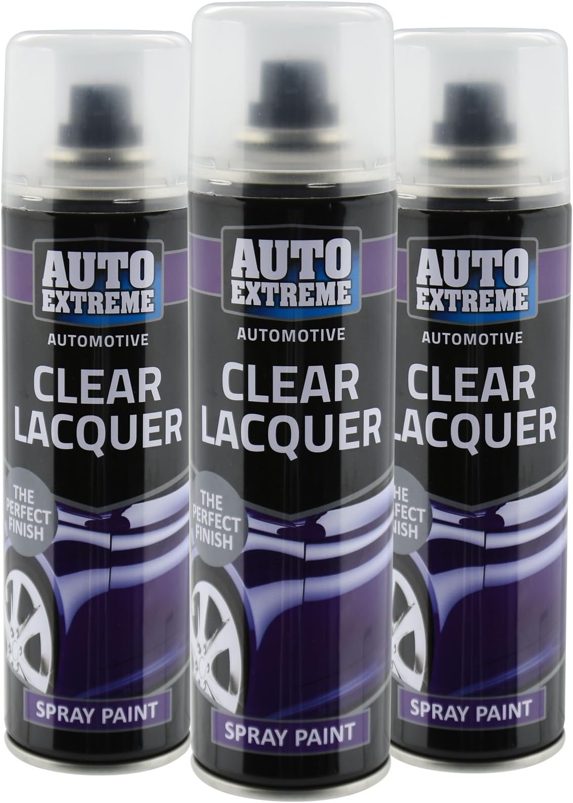 All Purpose Automotive Spray Paint 250ml Can Clear Lacquer Finish Aerosol Metal Interior Exterior Fast Dry Excellent Coverage Adhesion - Clear Lacquer -3 Pack