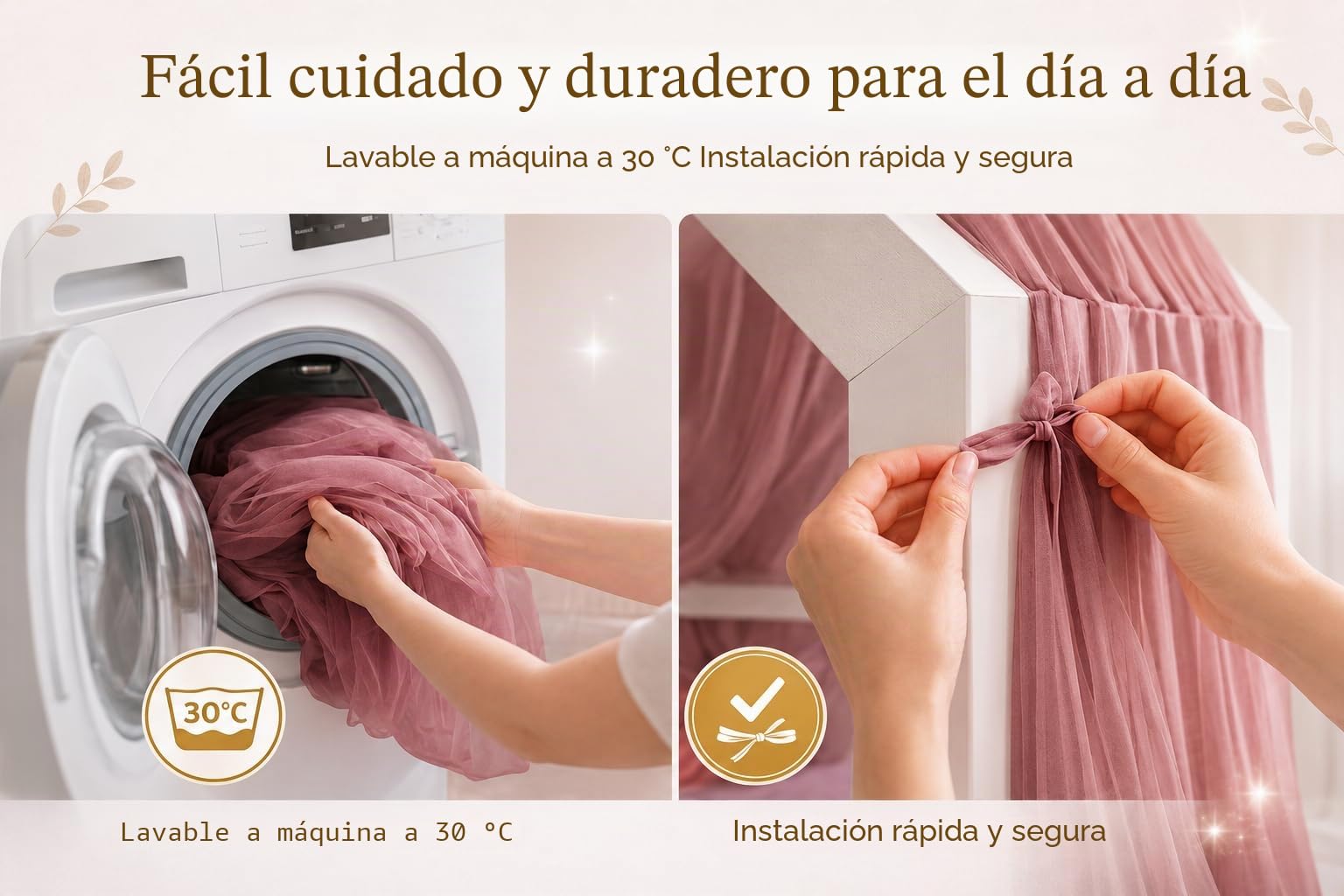 Baby Fancyroom Dosel para cama infantil, dosel para habitación infantil, niñas, princesas, habitación (rosa viejo, 340 cm, 5 mariposas doradas)