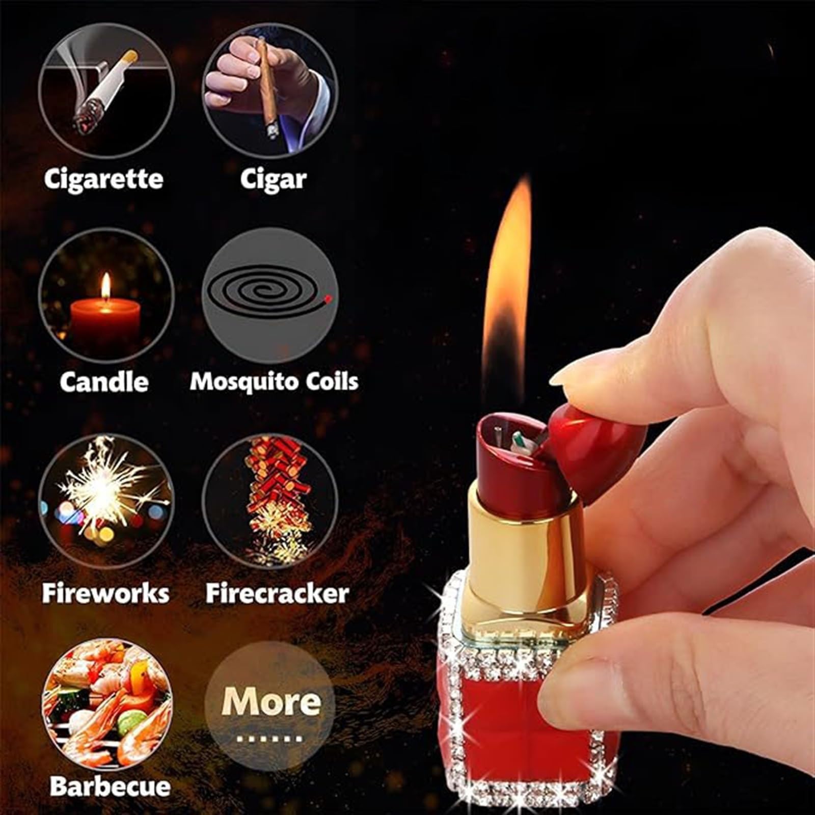 Amazon.com: VWOUKTGB Cute Lipstick Shape Lighter, Portable Adjustable Flame  Refillable Butane Lighter, Suitable for Indoor, Candle, Outdoor, Camping,  Best Gift for Women (No Gas)(B) : Health & Household