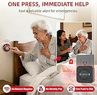 Vista 2 de CallToU Buscapersonas de cuidador inalámbrico botón de alerta de campana de llamada para personas mayores/ancianos/pacientes 1 receptor de enchufe 1