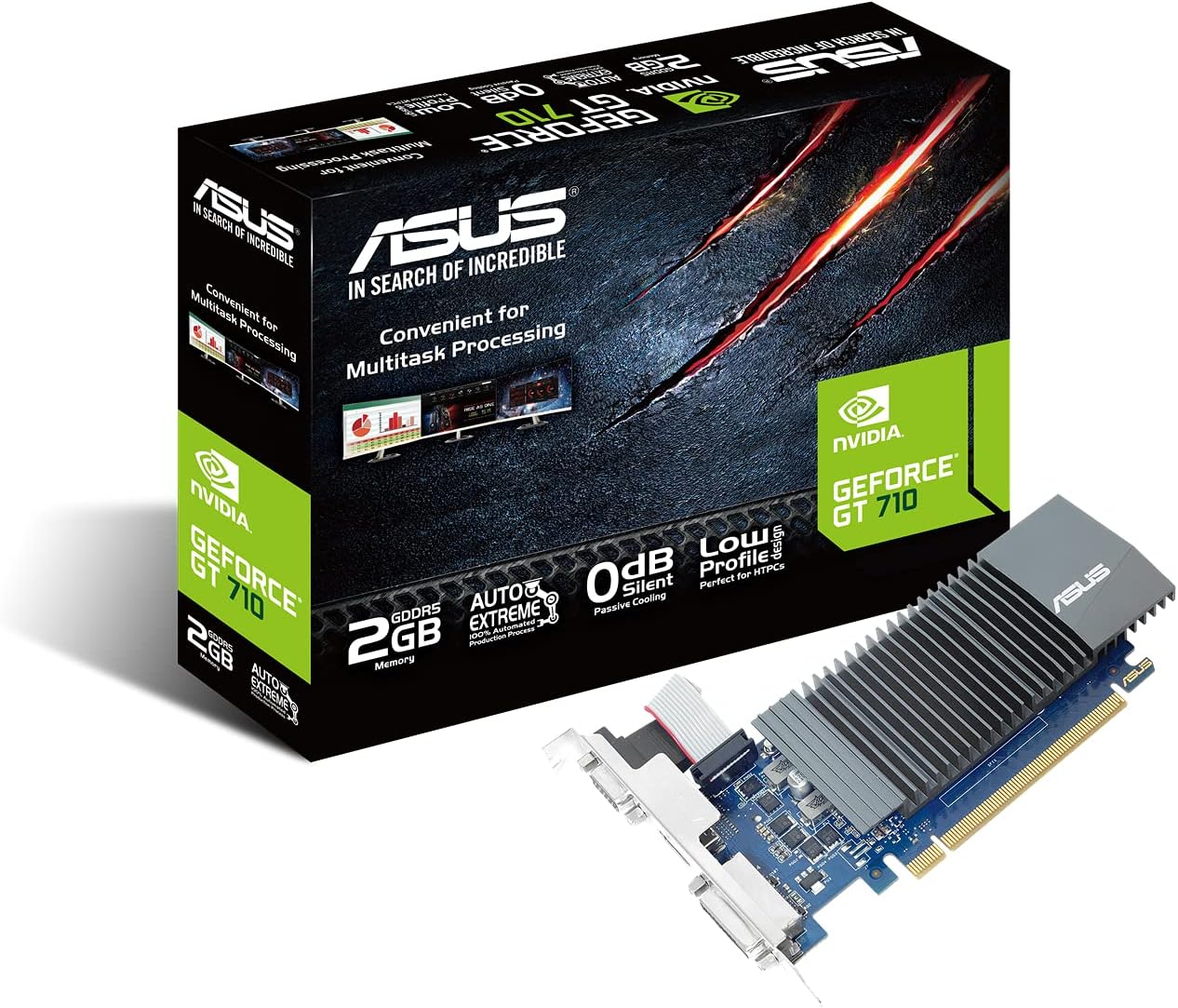 ASUS GT710-SL-2GD5 GeForce GT 710 2GB GDDR5 great value graphics with passive 0dB efficient cooling
