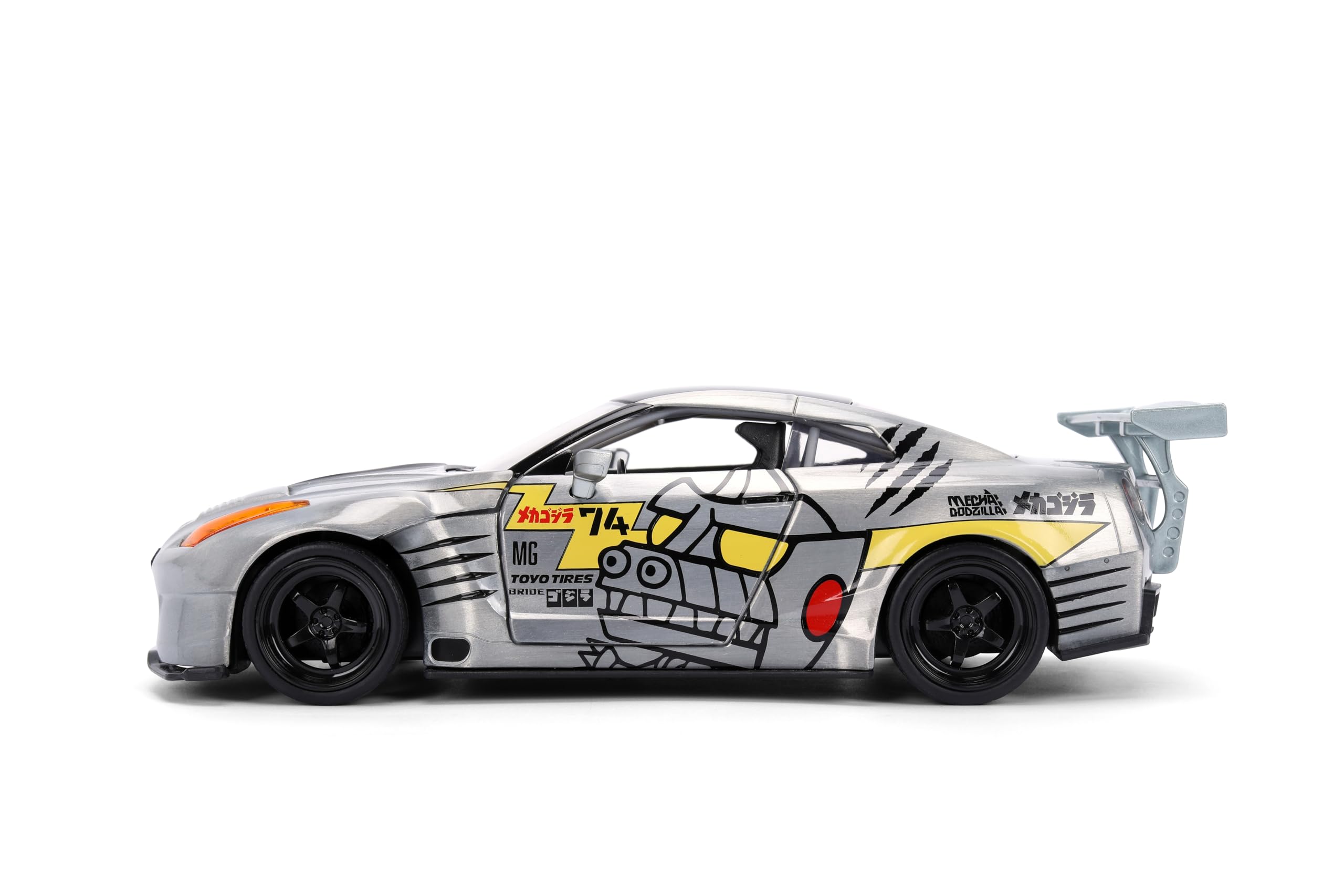 Jada Mechagodzilla z 2009 Nissan GT-R R35 Ben Sopra - 1:24 Anime Hollywood Rides - odlewane samochody i figurki - otwierane drzwi, kaptur i bagażnik - kolekcja - wiek 8+ - wielokolorowy