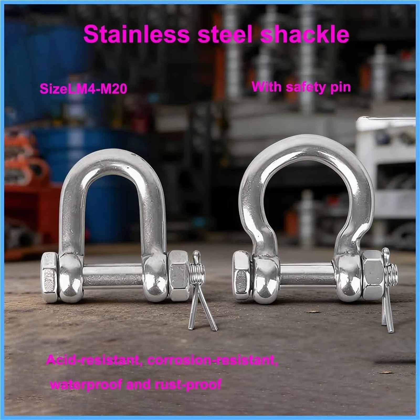Grillete en Forma de D Anillo de elevación acero inoxidable 304, grillete tipo D, cadena cuerda alambre M4/M5/M6/M8/M10-M20(M20 D 1PCS)
