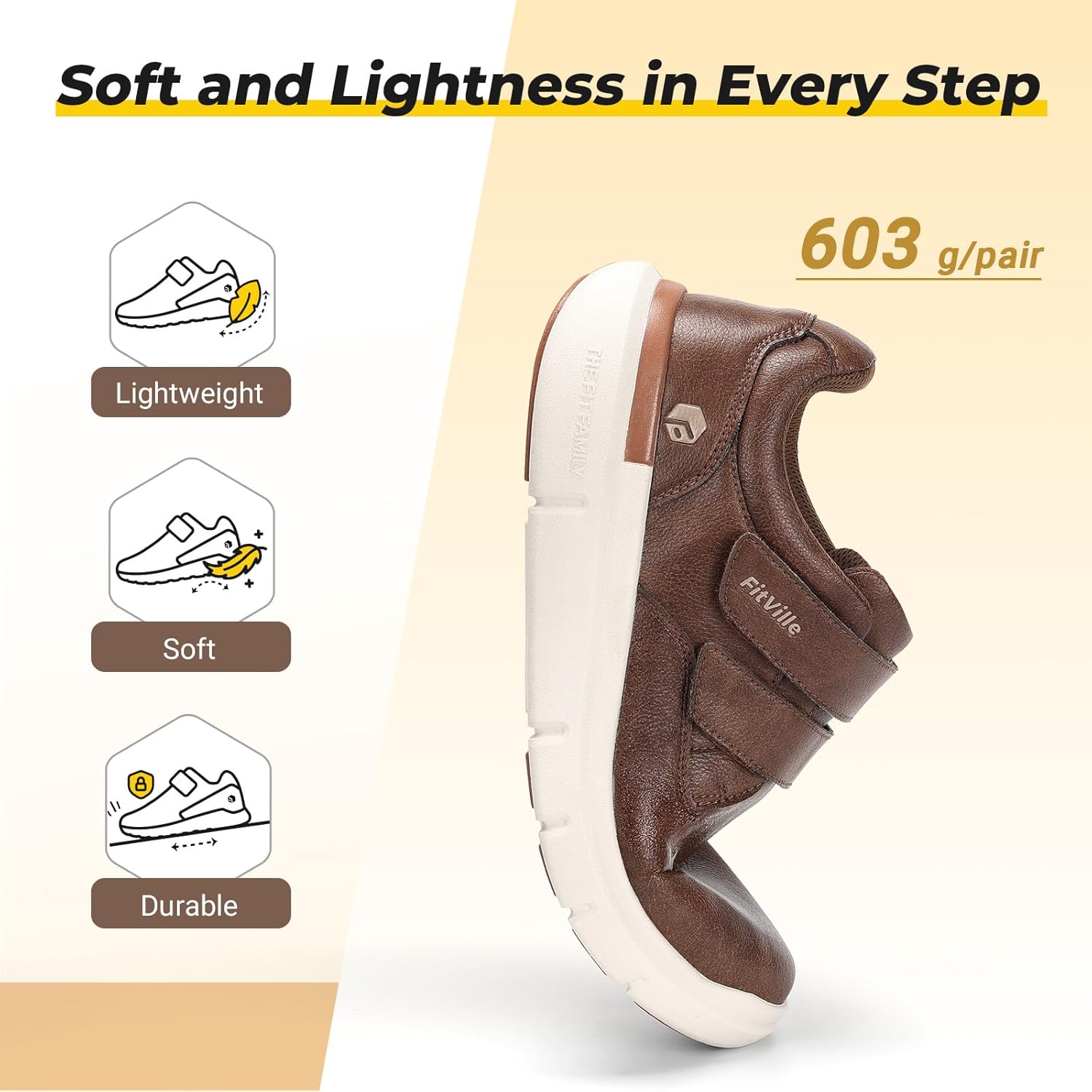 FitVille Shoes for Men Extra Wide, Straps Diabetic Shoes for Men Slip on, Casual Wide Dress Sneaker for Walking, Easy On and Off, Swollen Feet - Image 4