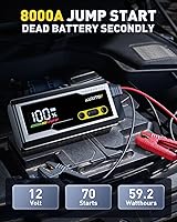 Vista 2 de AUXITO Jump Starter 8000A Portable Car Battery Jump Starter with Large LCD Display Jump Cable with Smart Clamps Power Bank Emergency Flashlight for