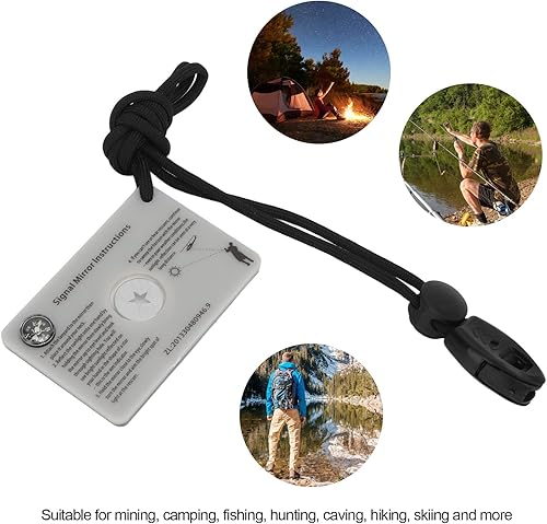 Miniatura 4 de Dilwe Espejo al aire libre, cristal reflector multifunción con cordón para acampar al aire libre, supervivencia, emergencia