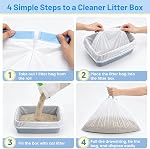 120 Count Cat Litter Bags (25.2x15.7 in), Heavy Duty Drawstring Litter Box Liners for Automatic & Standard Cat Litter Box, Leak-Proof Disposable Waste Bags