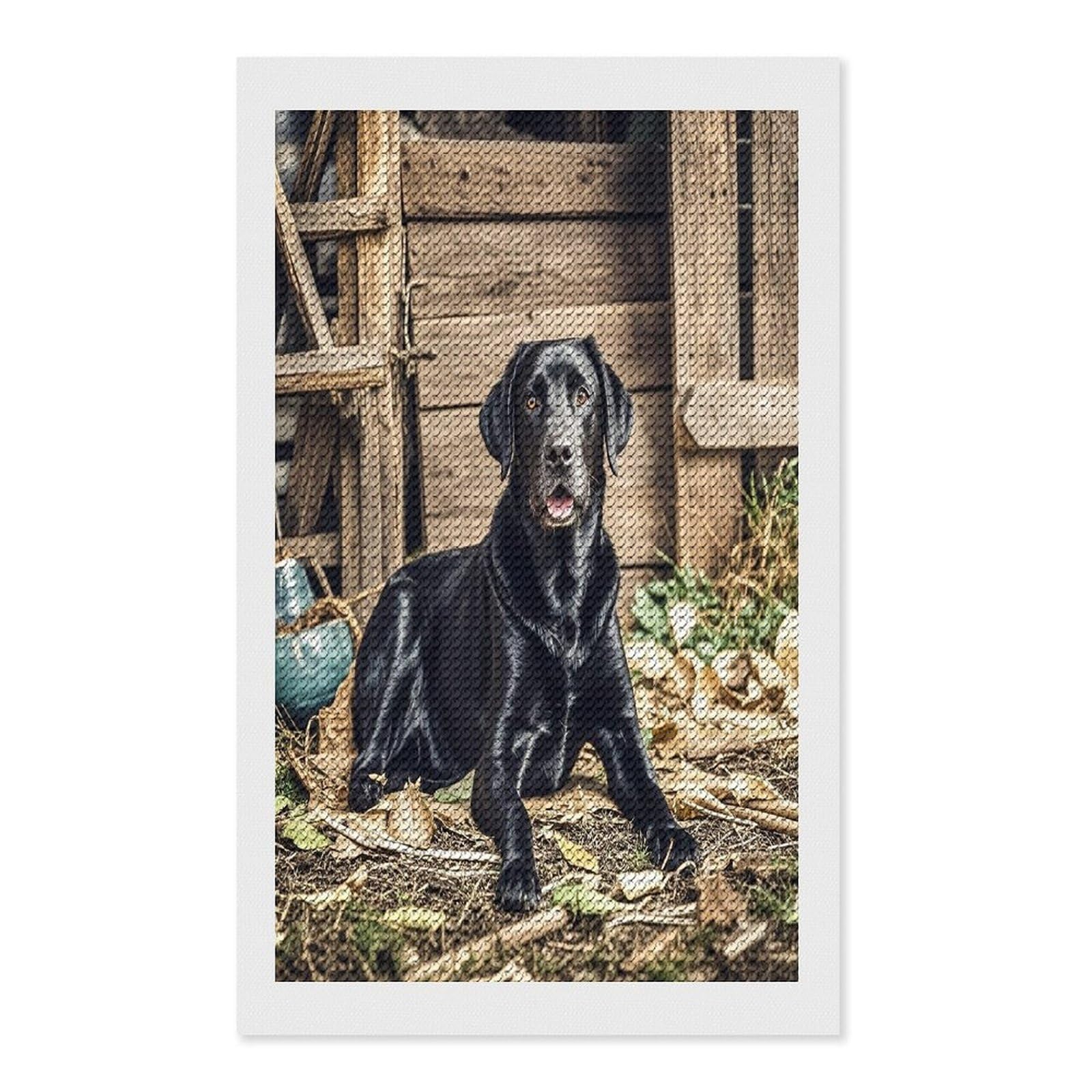 FekiLoot Black Labrador Diamond Painting Kits for Adults Full Round Drill Diamond Art Kits for Beginners 5D DIY Diamond Dots Paintings Diamonds Pictures Gem Art Home Wall Decor 12"x20"