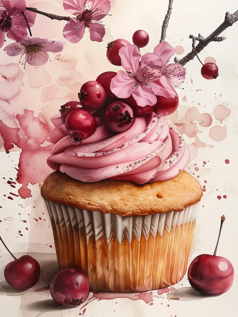 Rqwybcaxn Bead Embroidery Kits Watercolor Cake 40x50cm