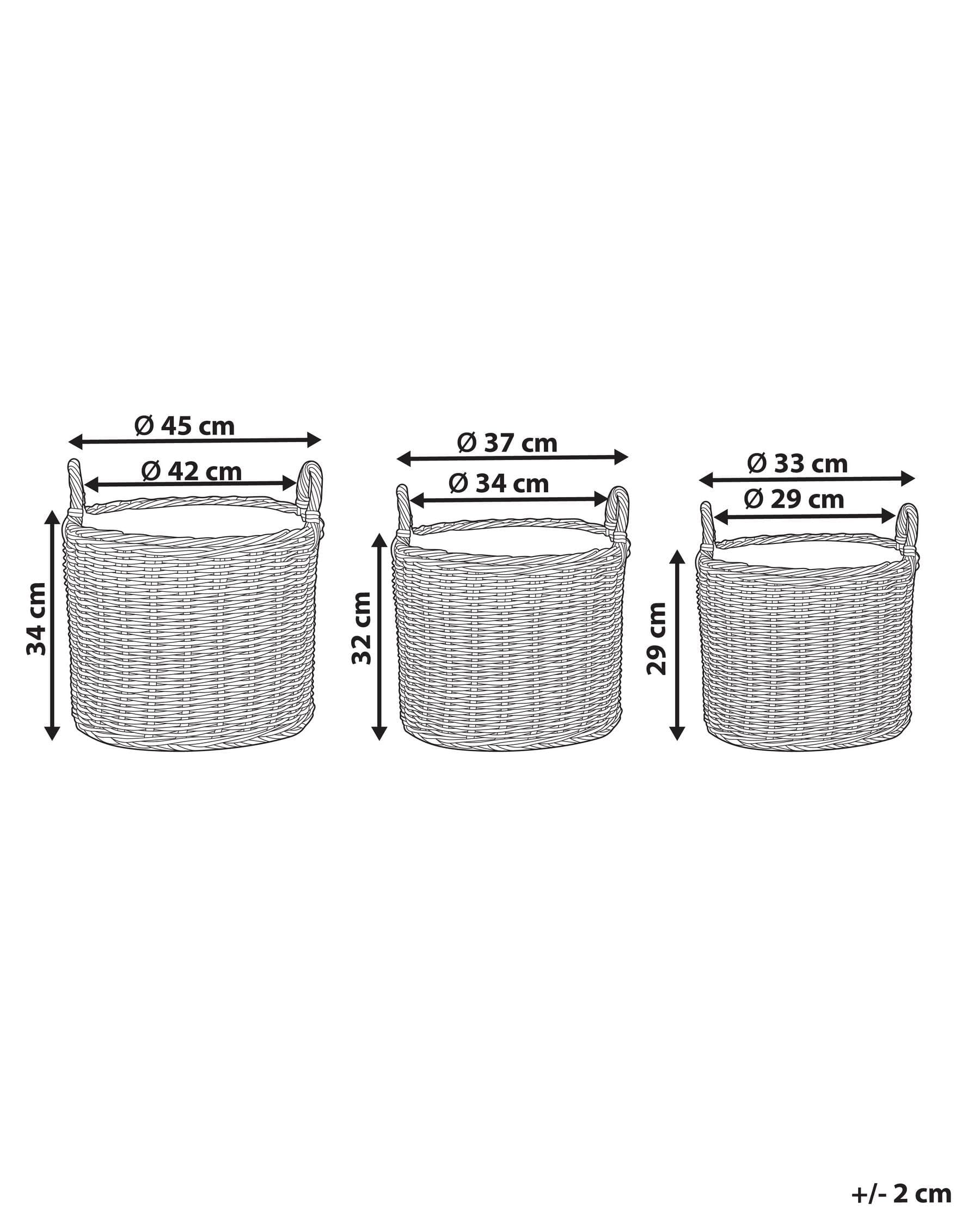 Blumenkorb Rattan natürlich 3er Set rund geflochten mit Folie Griffen Pendula