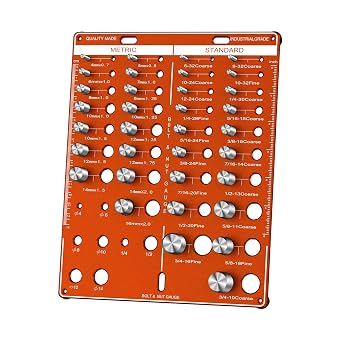 42 Nut and Bolt Thread Checker with 19 Standard & 15 Metric & 8 Drill Bit Gauge, Bolt Size and Nut Size Identifier GaugeInch and Metric Yellow