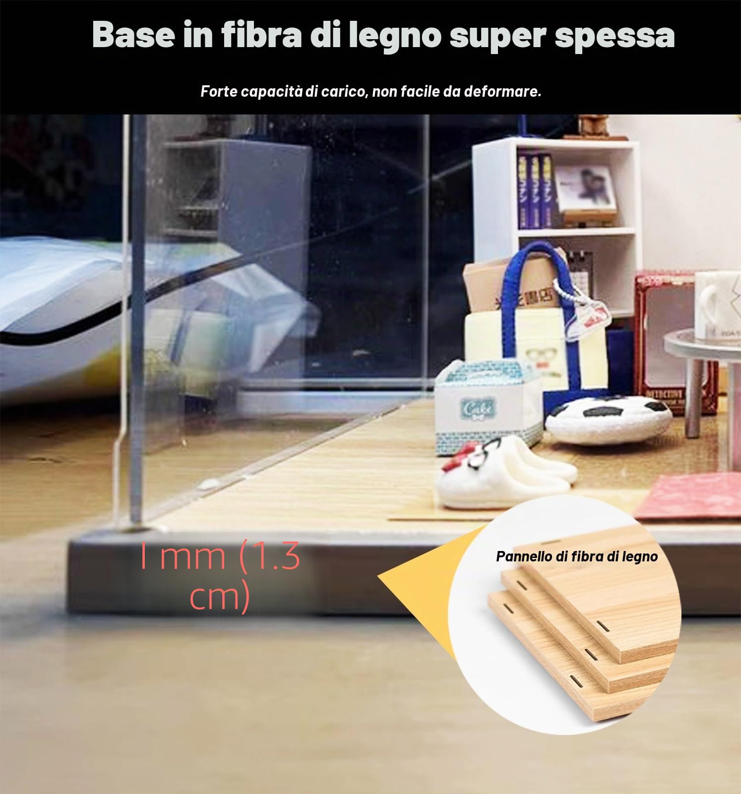 Teca Plexiglass Vetrina Espositiva Quadrata In Acrilico Trasparente con Luce a LED, 10 15 20 25 30 35 40 45 50 60cm Scatola Espositiva Coperchio, Vetrinetta Action Figure(40x40x40cm/16"x16"x16")