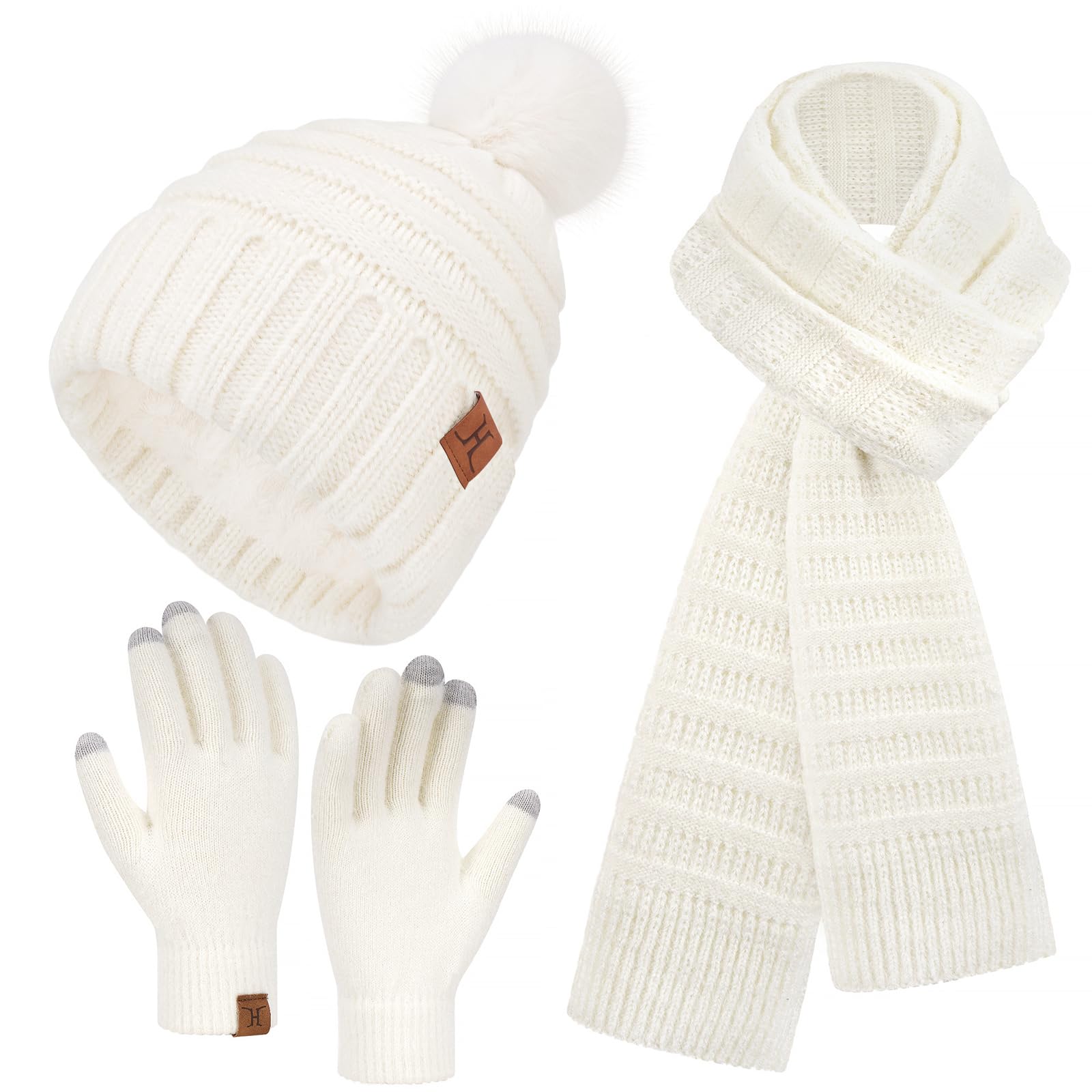 Zimowa damska czapka, szalik, rękawiczki z podszewką polarową, ciepła czapka zimowa, czapka z dzianiny, czapka beanie z pomponem, rękawiczki zimowe, długie szaliki, dla kobiet, prezent na Boże