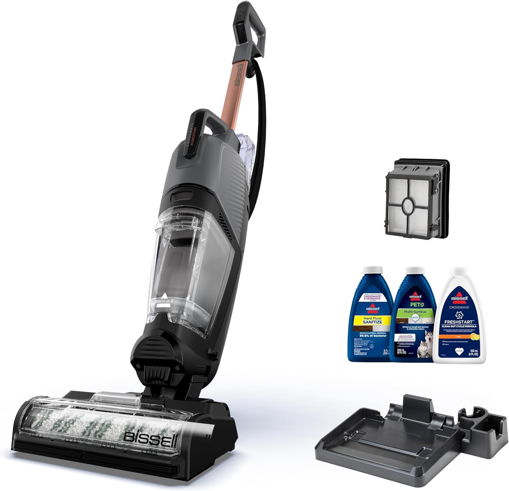 CrossWave HydroSteam Steam Mop, 3-in-1 Wet Dry Vacuum Mop with Steam Function, Hard Floor Cleaner Machine with Sanitize Formula, 35151