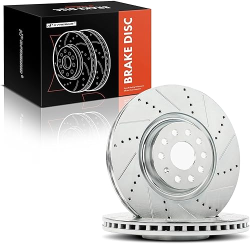 Miniatura 8 de A-Premium Rotores de freno de disco perforados y ranurados delanteros de 13.39 pulgadas (13.386 in) compatibles con los modelos Volkswagen y Audi