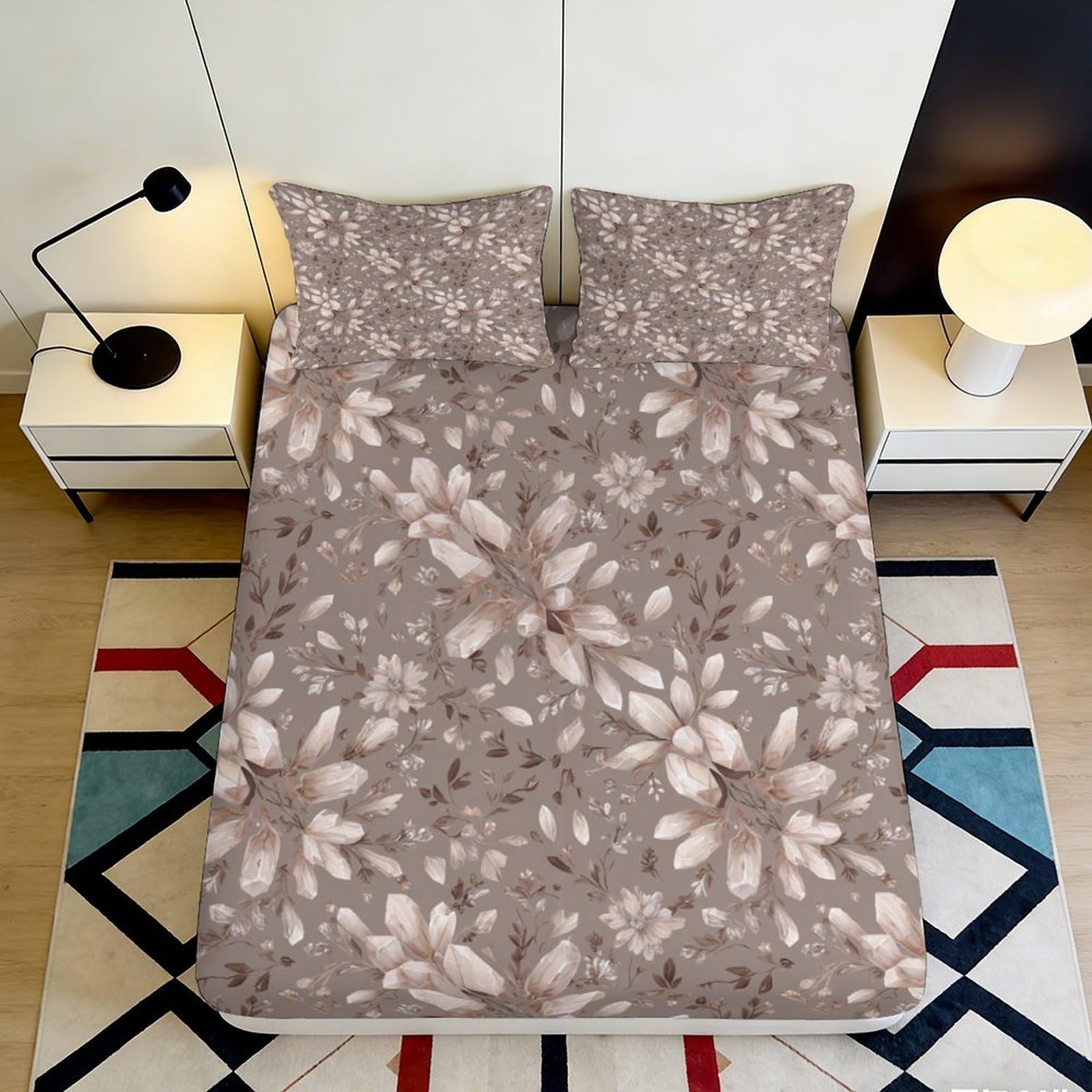 3D Printed Guitar Flame Fitted Sheet Microfiber Deep Pocket Full Wrap Bedroom Bedding Flame Music Mattress Fitted Cover Breathable Washable for All Ages 180x200x25cm