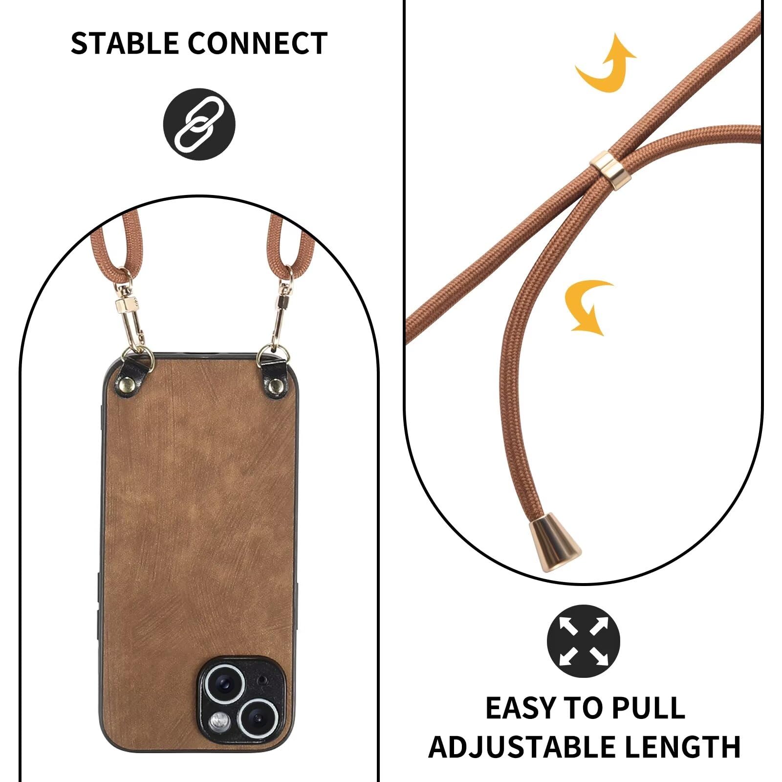 GoodcAcy Custodia Con Tracolla Per Xiaomi 15T Pro – Pelle PU Opaca + TPU Morbida, Cinghia Regolabile, Antiurto E Antigraffio, Cover Con Catena Staccabile 2-in-1 (Nero)