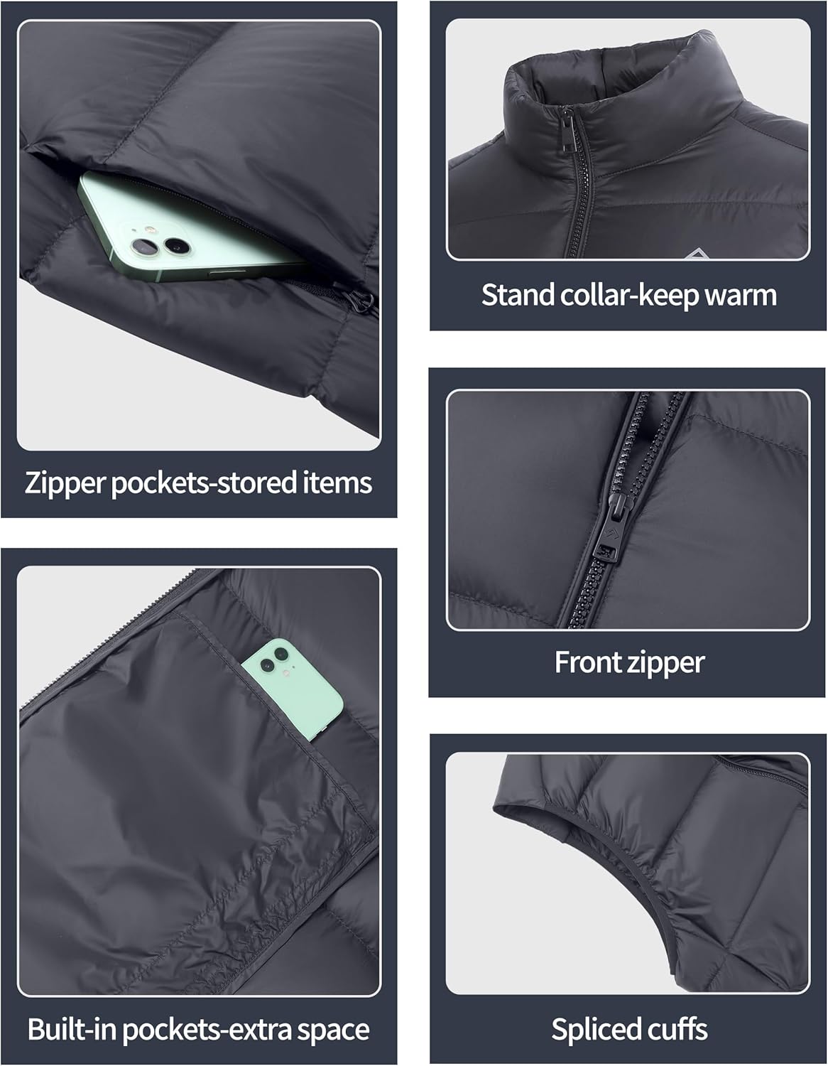 Pioneer Camp Men's Lightweight Down Vest Fill Power 700 Packable Puffer Vest Sleeveless Warm Puffy Outerwear - Image 4