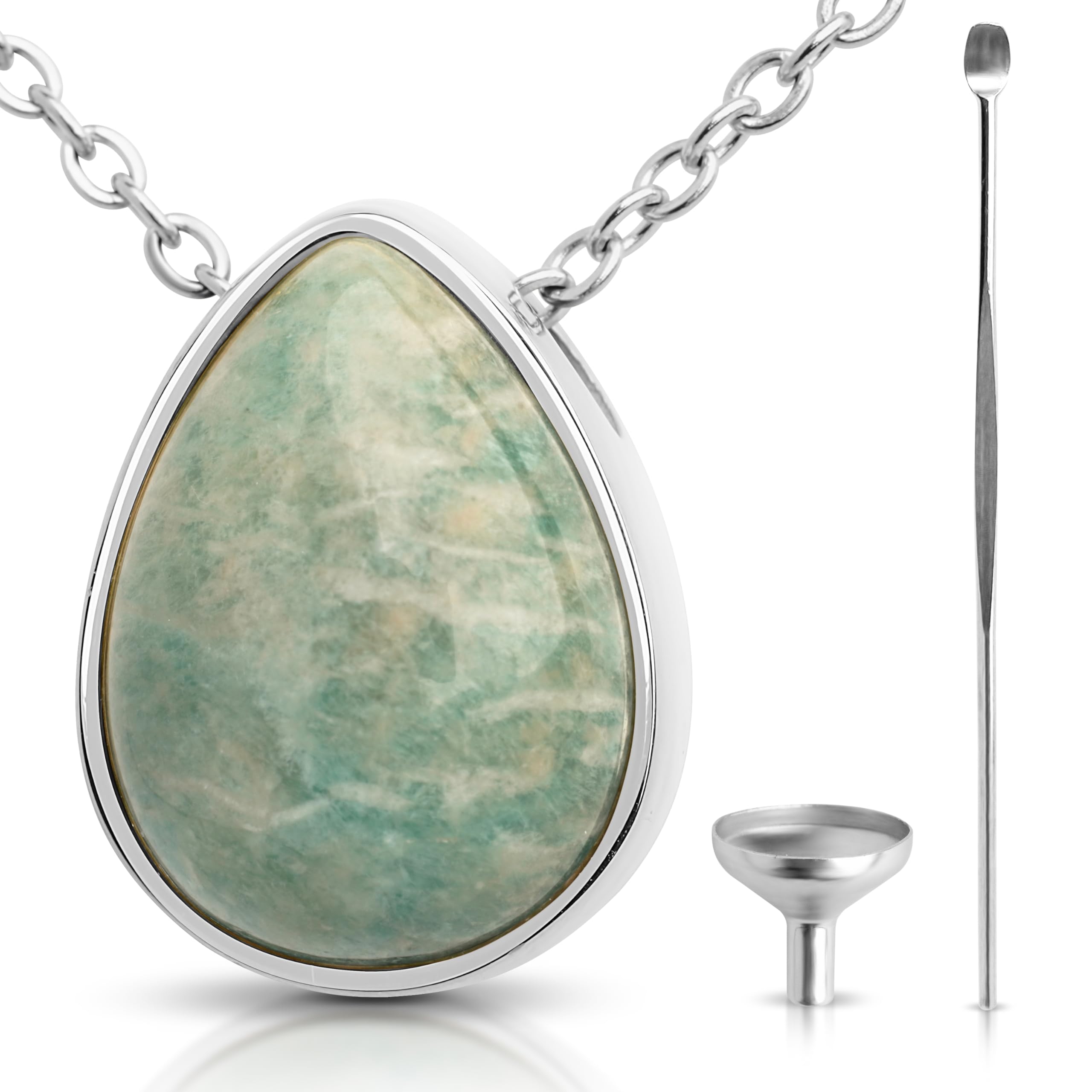 BOHO GARDENCrystal Urn Necklace - Beautiful Cremation Jewelry For Ashes with Gem Stones - Remembrance Pendant Locket for Holding Human or Pet Cremains - Comes with Funnel, Spoon, Stick - 0.8"
