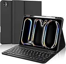 iPad Pro 11 Keyboard 2024/2025, Case with Bluetooth Keyboard for iPad Pro 11 Inch M4/M5 (A2836/A2837/A3006/A335x), Slim Italian Magnetic Cover, USB-C, Black - Without Backlight