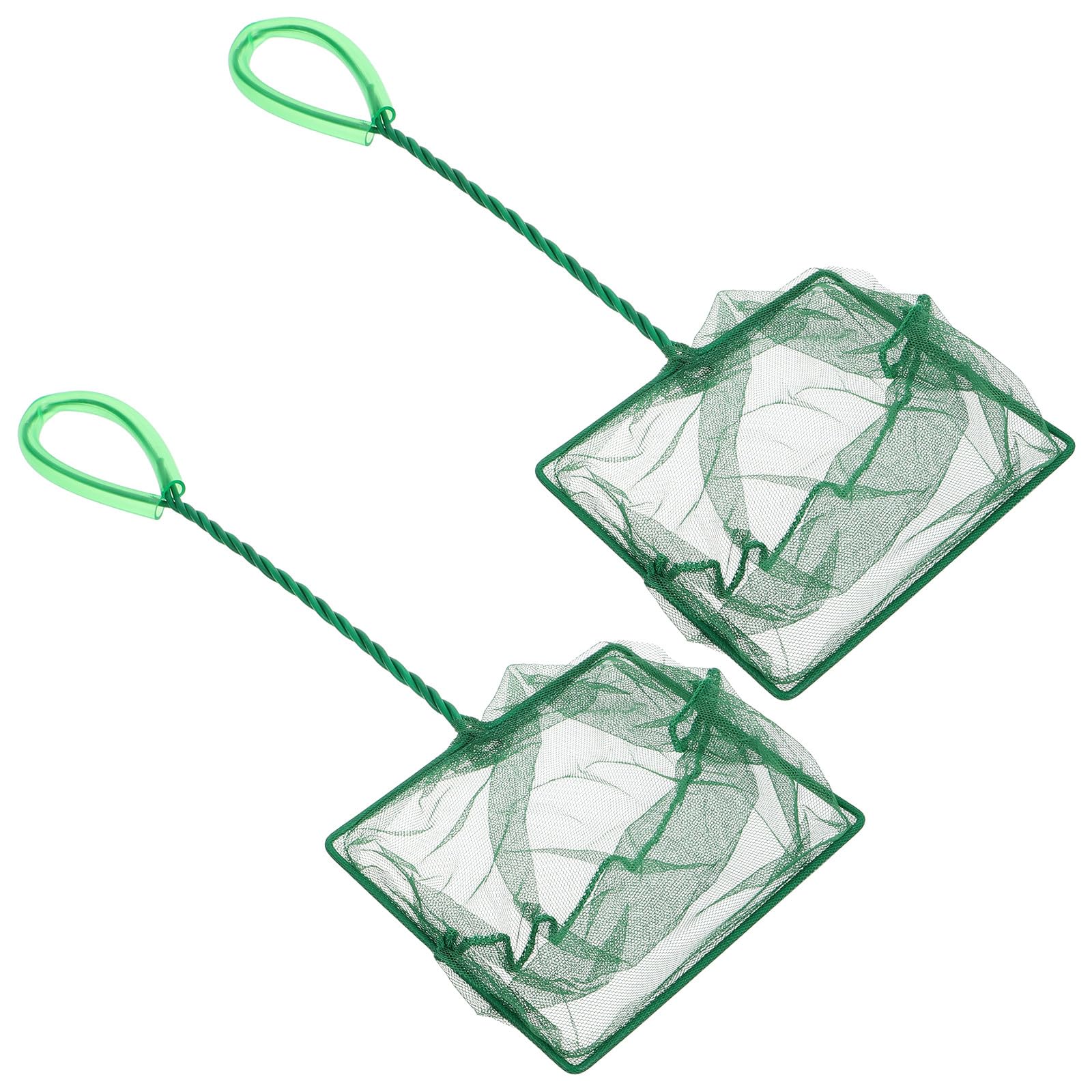 Unomor 2pcs Small Square Aquarium Fish Net Fine Mesh Fish Tank Skimmer Net for Shrimp and Goldfish and
