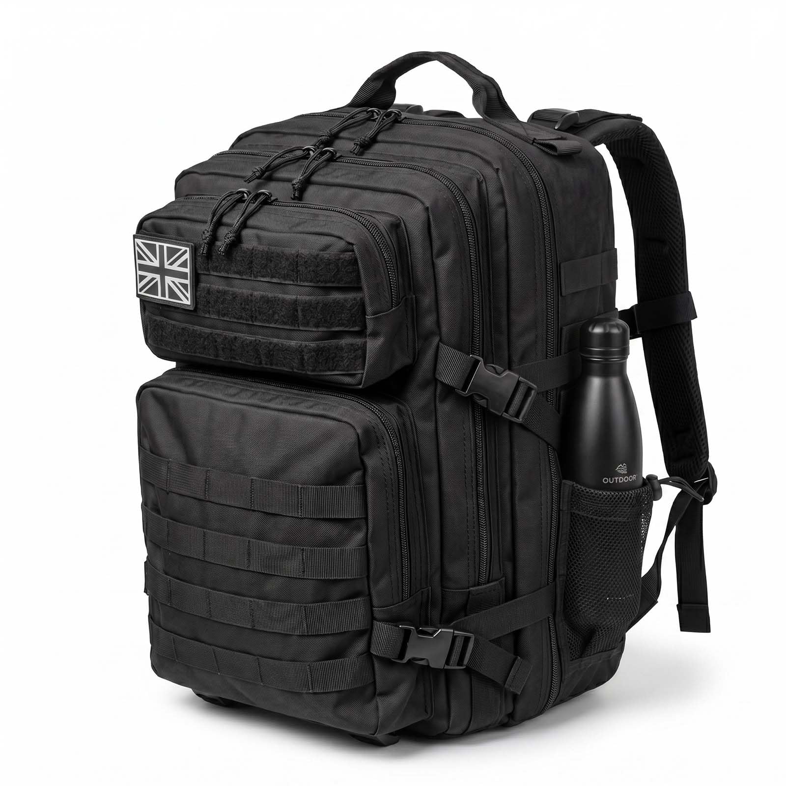 Swifto Military Backpack 45L, Tactical Backpack, 900D Oxford for Hiking, Black