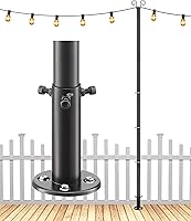 Vista 1 de Postes de luz de cadena de 9.5 pies, paquete de 2 postes de luz de cubierta para luces exteriores resistentes con base de anclaje y soporte, postes