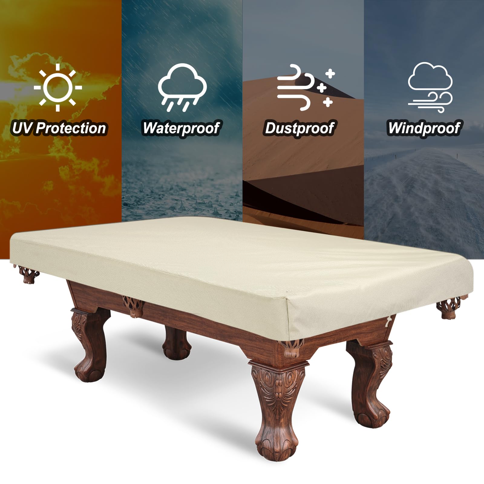 PATIKIL Billiard Pool Tischabdeckung 9 Fuß Oxford Wasserdichte Outdoor Indoor Staubdichte Billard Tischabdeckung Billard Zubehör Zum Schutz Von Pool Tisch Zuhause Club Bar Prosecco
