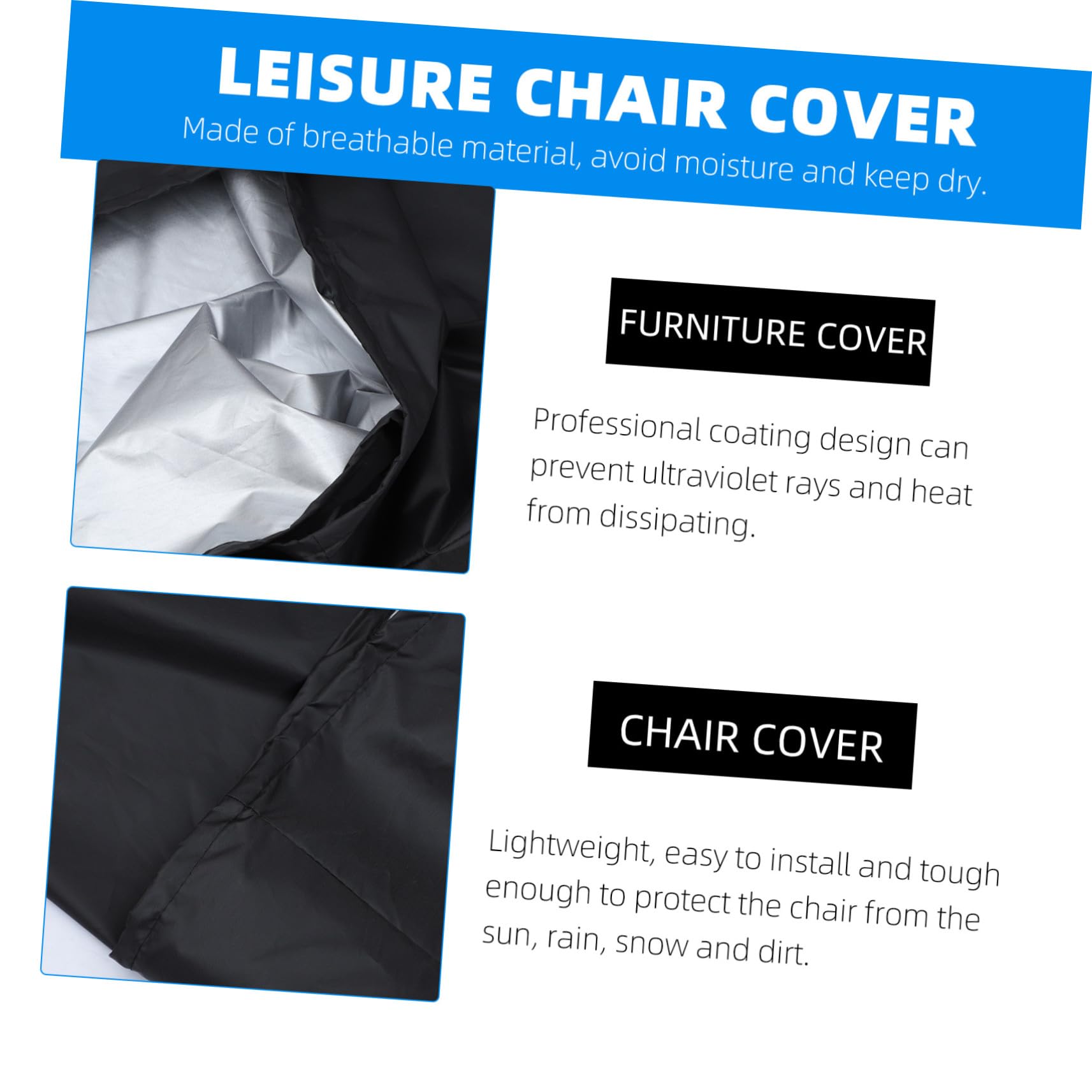 Tissu Housse Noir en Longue de Chaise Imperméable Oxford Extérieure