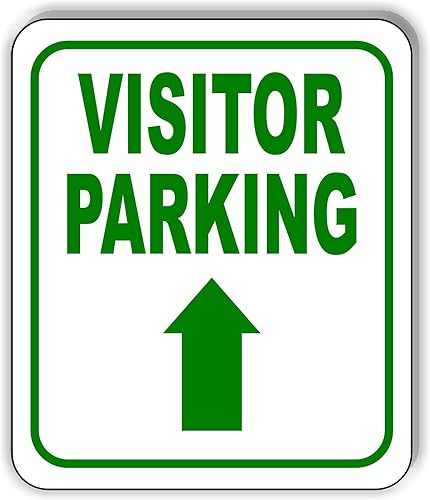 Miniatura 1 de Letrero compuesto de aluminio para exteriores con flecha ascendente direccional de estacionamiento para visitantes, 15 x 18 pulgadas