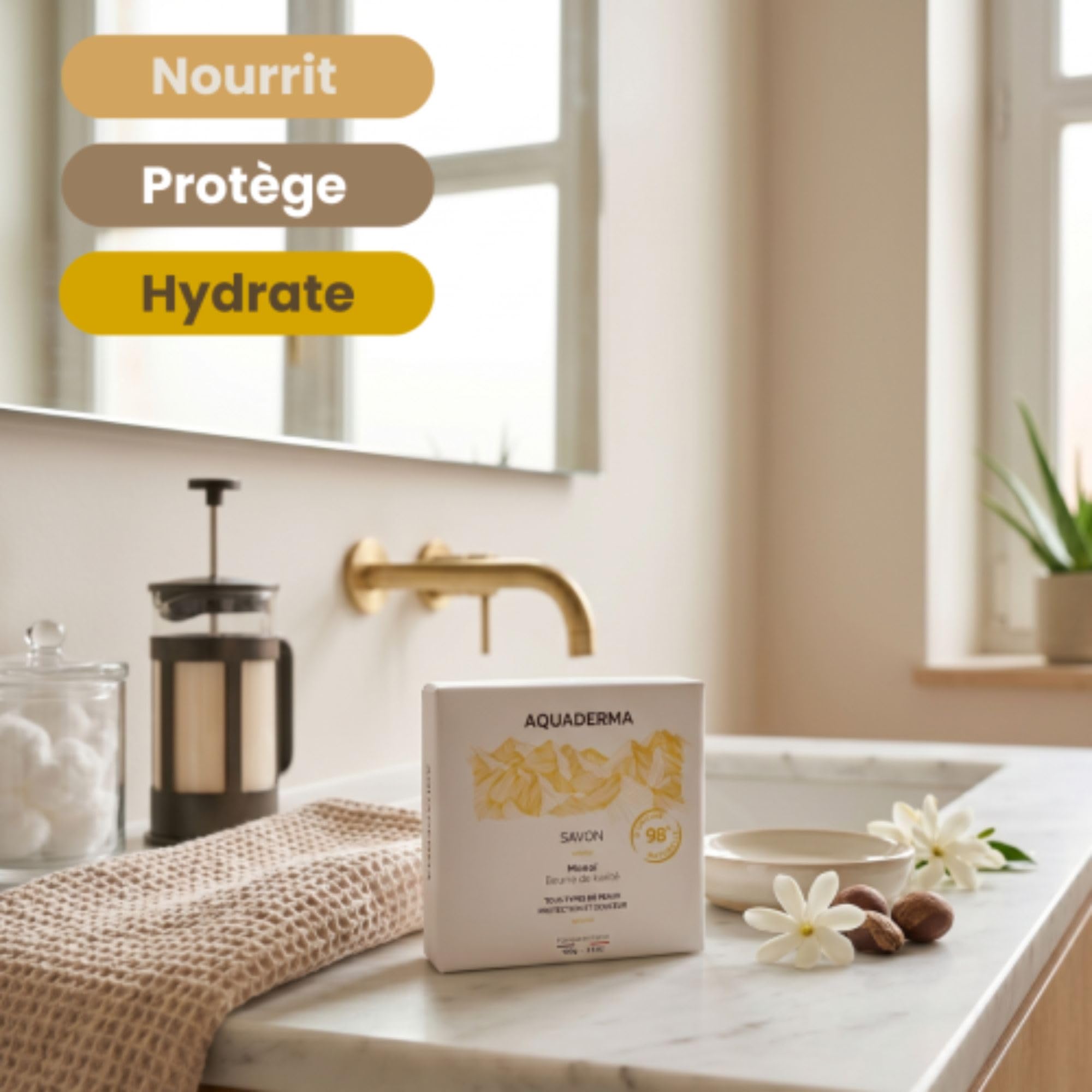 Savon Monoï 100 g – Savon Solide Parfumé – Nettoyage Doux Corps & Mains – Parfum Exotique Monoï – Usage Quotidien