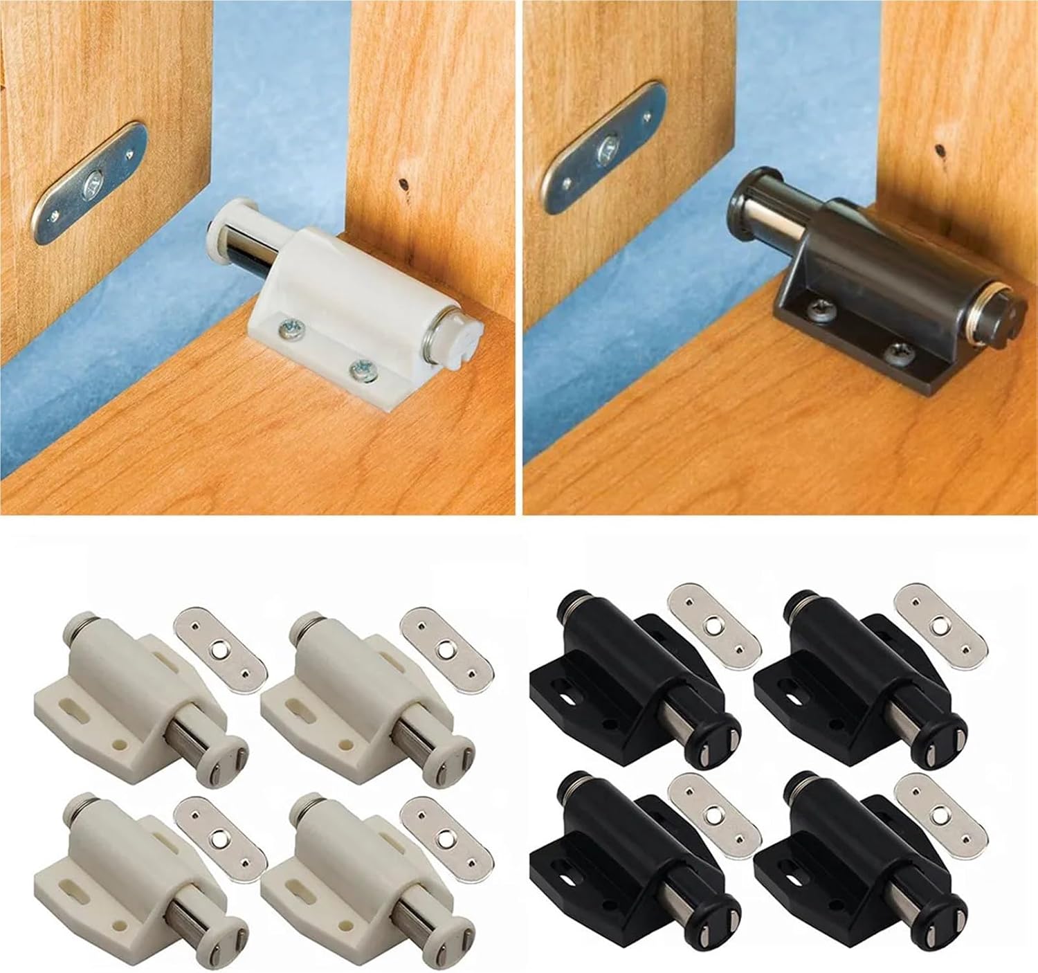 10Pcs Magnetic Cabinet Door Latch Pressure Push to Open Touch Home Wardrobe Cupboard Furniture Hardware for Kitchen Drawer(Black)