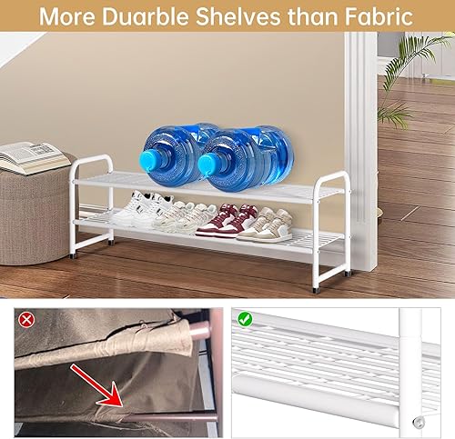 Miniatura 3 de KEETDY Zapatero largo de 2 niveles para armario, entrada, organizador de zapatos para 18 pares de tenis, estante de almacenamiento de zapatos