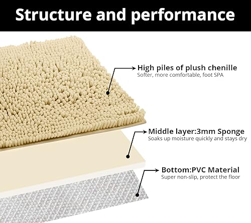 Miniatura 5 de Alfombras de baño, extra suaves y absorbentes, antideslizantes, felpilla de lujo, alfombras de felpa para bañeras, ducha y debajo del fregadero,