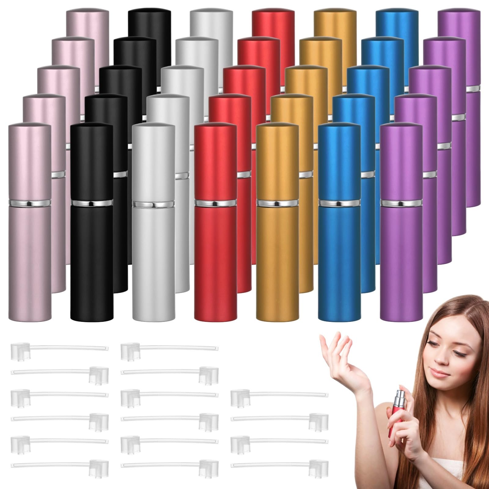 35 szt. rozpylaczy do perfum do wielokrotnego napełniania, 4,8 g mini butelki z pompkami uzupełniającymi, szczelne butelki z dozownikiem do podróży, kompaktowe pojemniki na perfumy dla mężczyzn i