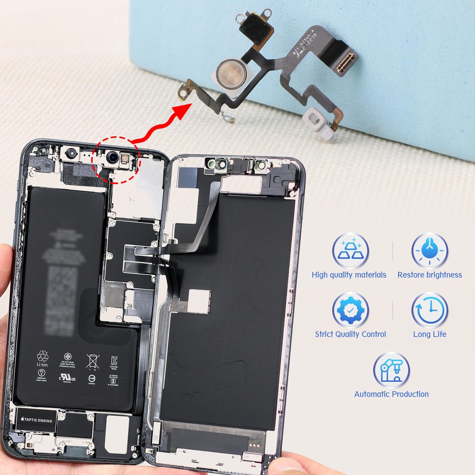 ライト商品·iPhone 12 Para iPhone 12 Pro Max Flash Light Flex Cable Substituição para