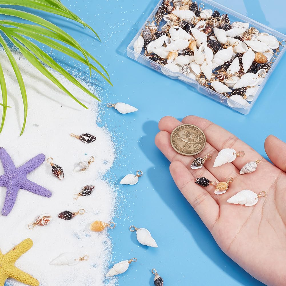 HOBBIESAY 120Pcs 3 Styles Natural Shell Charms Spiral Seashells Pendant Ocean Conch Dangle Charms Tiny Sea Beach Charm for Necklace Bracelet Earring Jewelry Making DIY Craft - Image 3