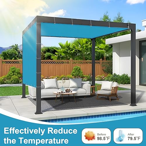Miniatura 3 de LOVE STORY Sombra solar de 10 x 12 pies con ojales, protección UV 95% para patio al aire libre, turquesa