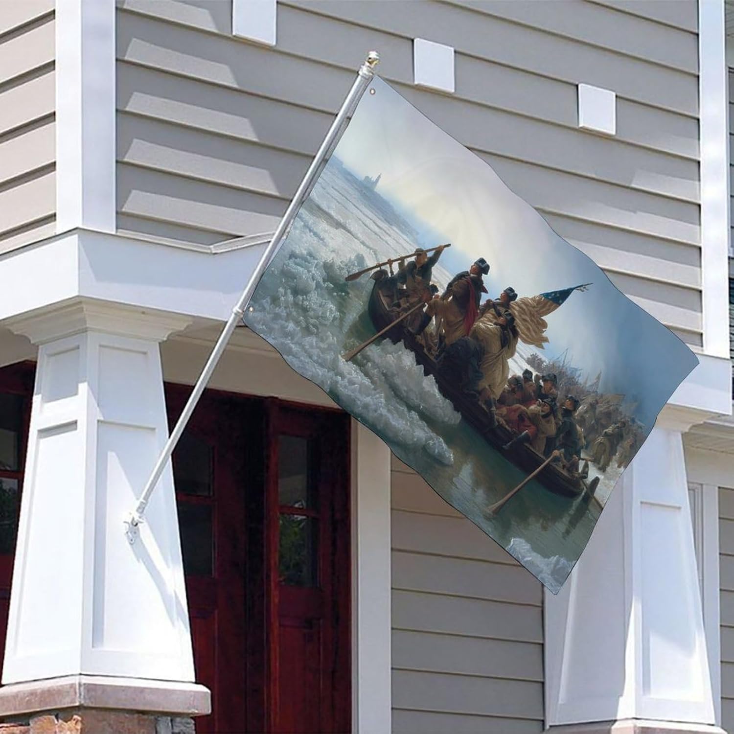 Washington Crossing The Delaware Outdoor Flag Polyester Banner Funny Yard Flag for Outside Decor