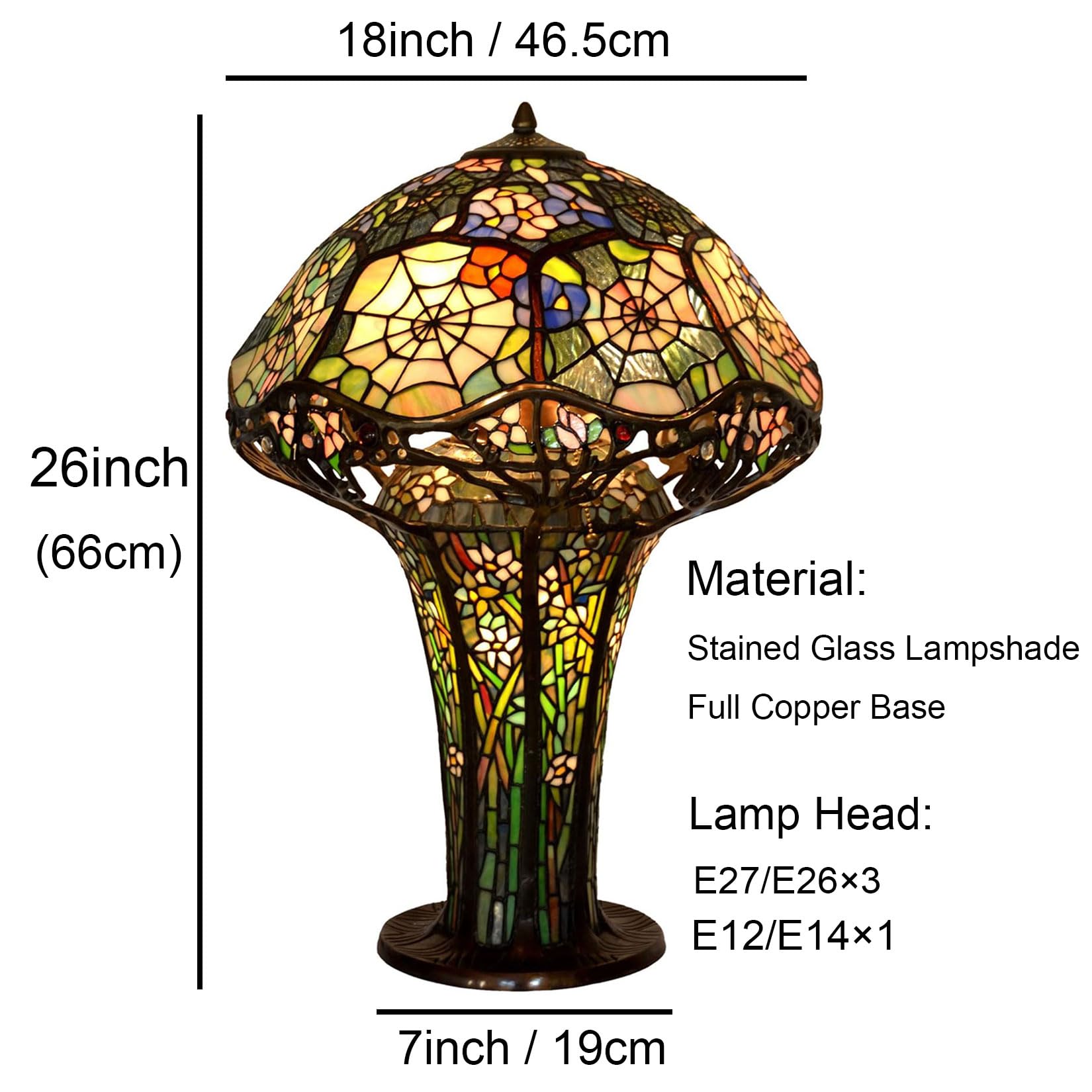 BOTOWI Tiffany Estilo Antiguo Lámpara de Mesa de la Serie de 18 "de Ancho Telaraña Vidrieras Pantalla de 3 Luces de Bronce Base de Escritorio de luz Familia de iluminación de la lámpara Dormitorio