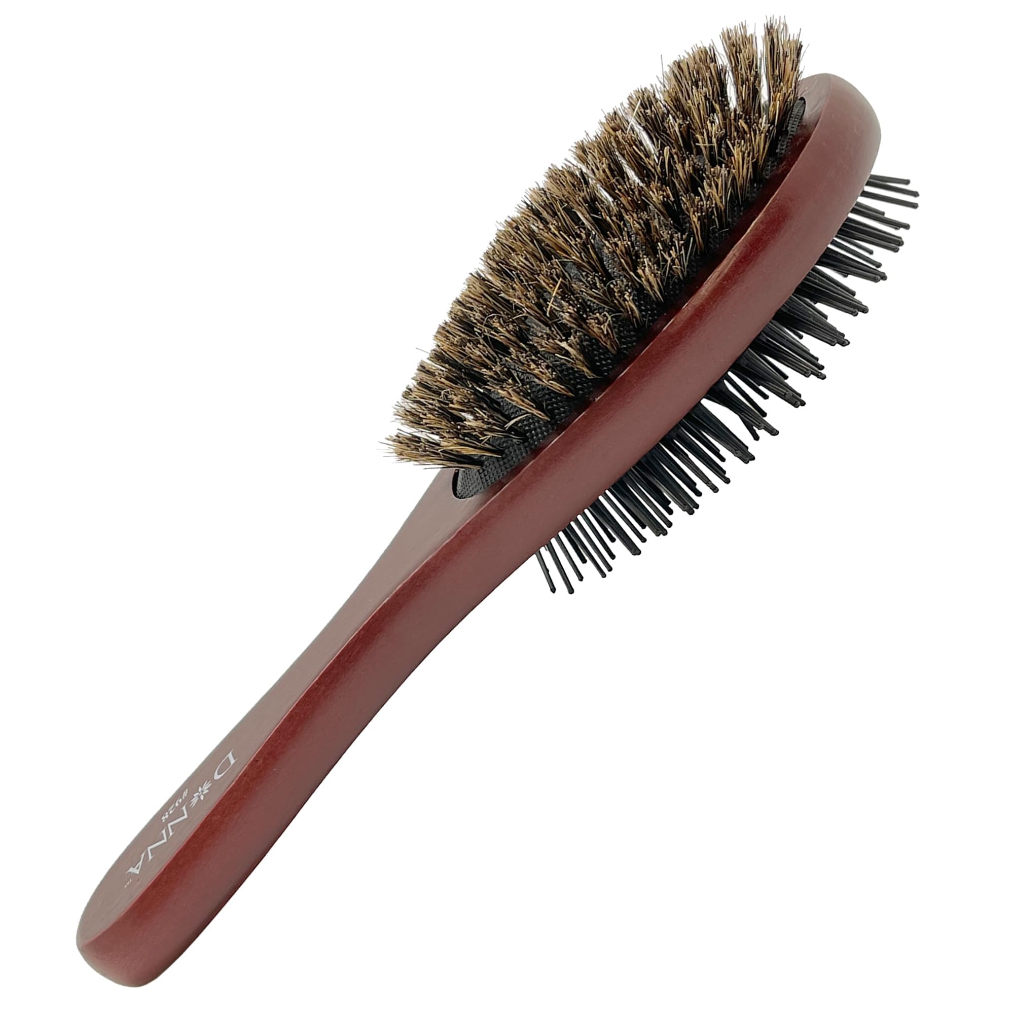 Donna Double Sided Styling Brush for Women - 100% Boar Bristles, Cushioned Wooden Detangling Brush for Wet Hair