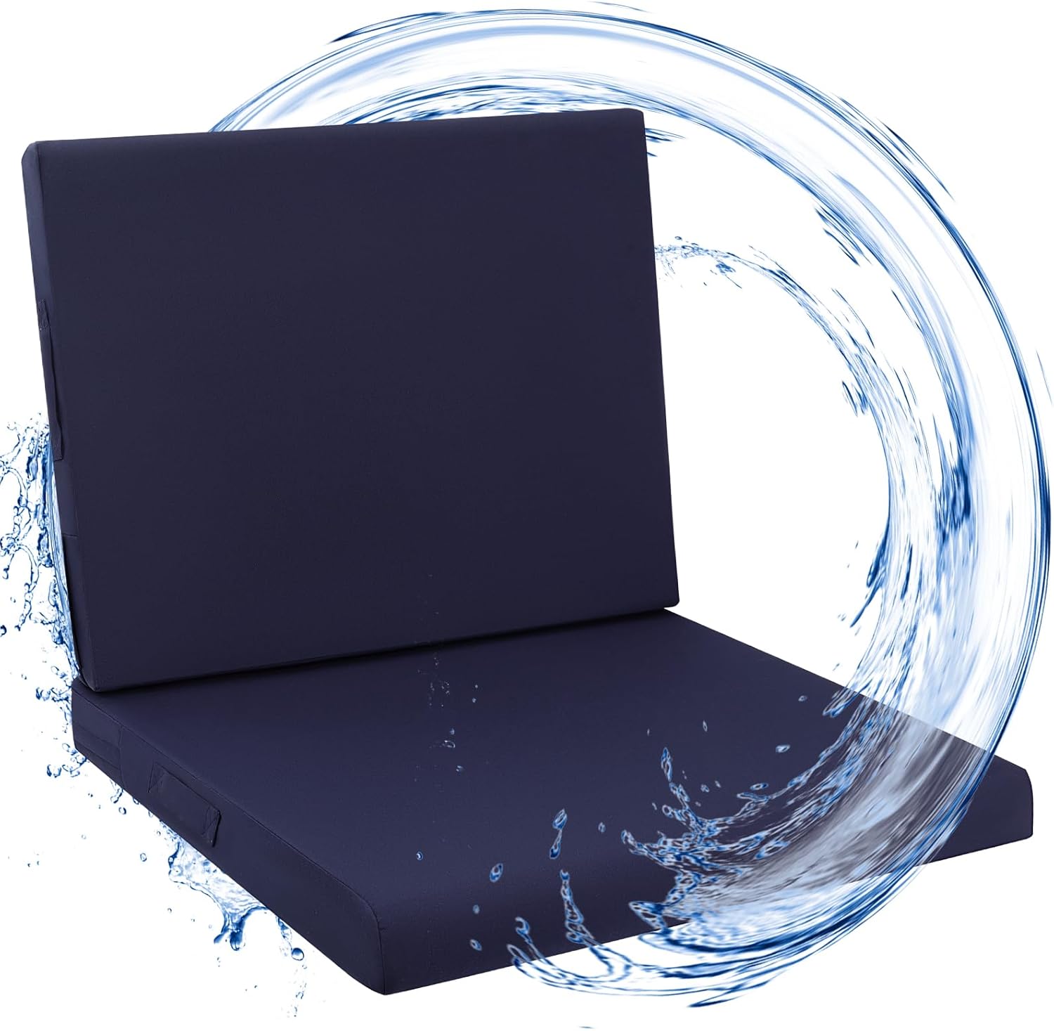 HEBE Outdoor Chair Cushions Set 19 x 19 Inch Waterproof Deep Seat Patio Cushion for Patio Furniture with Fade Resistant, Removable Cover & Handle for Sofa Couch, Blue